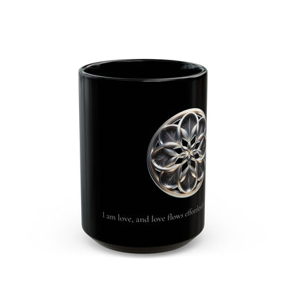 "Love" - I -  Mantra-Inspired Black Mug (11oz, 15oz)