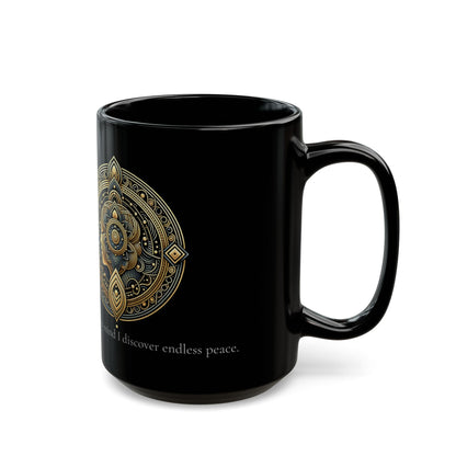 "Peace"  Mantra-Inspired Black Mug (11oz, 15oz)